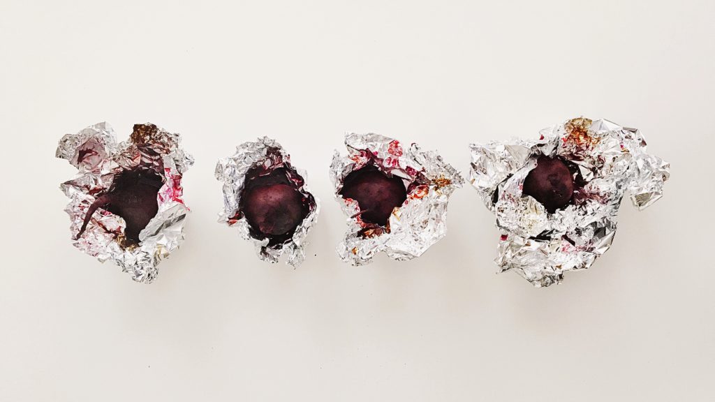 Beets wrapped up in aluminum foil